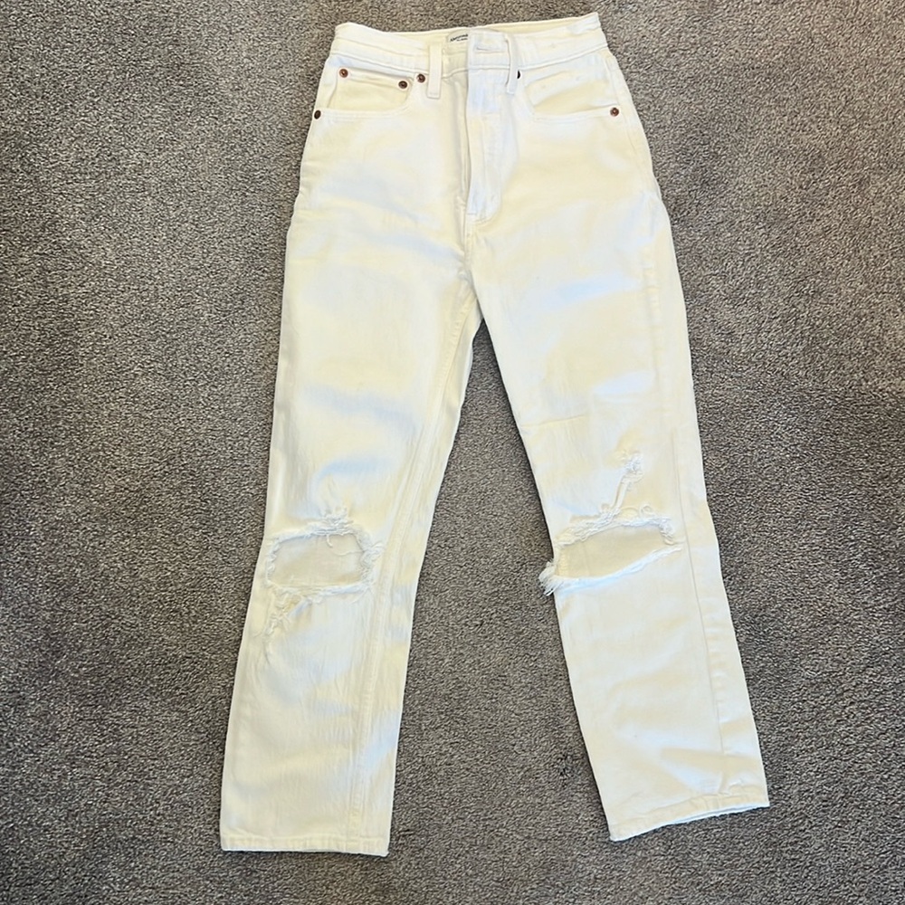 Abercrombie White Ankle Straight Ultra High Rise Jeans